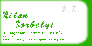 milan korbelyi business card